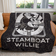 Load image into Gallery viewer, 50&quot; x 60&quot; Steamboat Willie Vintage Life Preserver Plush Minky Blanket
