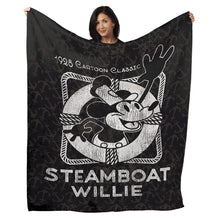 Load image into Gallery viewer, 50&quot; x 60&quot; Steamboat Willie Vintage Life Preserver Plush Minky Blanket
