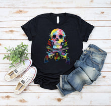 Load image into Gallery viewer, Neon Skulls &amp; Guns T-shirt
