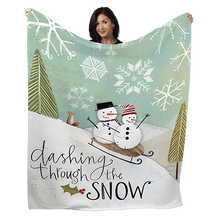 Load image into Gallery viewer, 50&quot; x 60&quot; Dashing Snowmen Plush Minky Blanket
