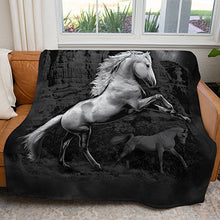 Load image into Gallery viewer, 50&quot; x 60&quot; White Horse Wilderness Plush Minky Blanket

