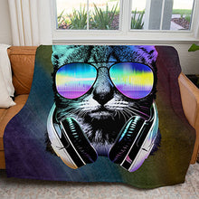 Load image into Gallery viewer, 50&quot; x 60&quot; DJ Cat Plush Minky Blanket
