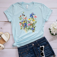 Load image into Gallery viewer, Floral Spring T-shirt, Spring Birds And Flowers Tee
