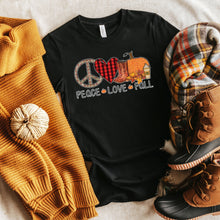 Load image into Gallery viewer, Peace Love Fall T-shirt, Autumn Tee
