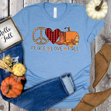 Load image into Gallery viewer, Peace Love Fall T-shirt, Autumn Tee
