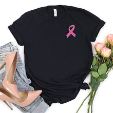 Load image into Gallery viewer, Pink Ribbon Crest T-shirt, Cancer Awareness Tee
