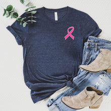 Load image into Gallery viewer, Pink Ribbon Crest T-shirt, Cancer Awareness Tee
