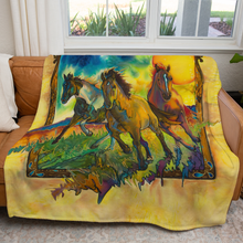 Load image into Gallery viewer, 50&quot; x 60&quot; Freedom Horses Plush Minky Blanket

