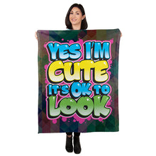 Load image into Gallery viewer, 30&quot; x 40&quot; Yes I&#39;m Cute Baby Minky Blanket
