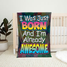 Load image into Gallery viewer, 30&quot; x 40&quot; Already Awesome Baby Minky Blanket
