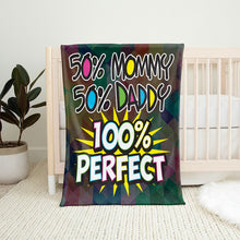 Load image into Gallery viewer, 30&quot; x 40&quot; 50 Mommy 50 Daddy Baby Minky Blanket
