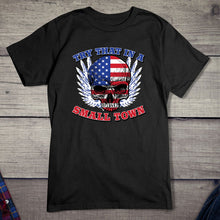 Load image into Gallery viewer, Small Town Skull Flag T-Shirt
