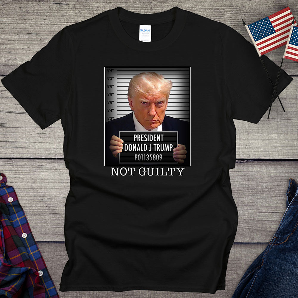 Donald Trump Mug Shot T-shirt, President Trump Not Guilty Tee, Free Trump Mugshot Shirt, Pro-Trump, Inmate, MAGA