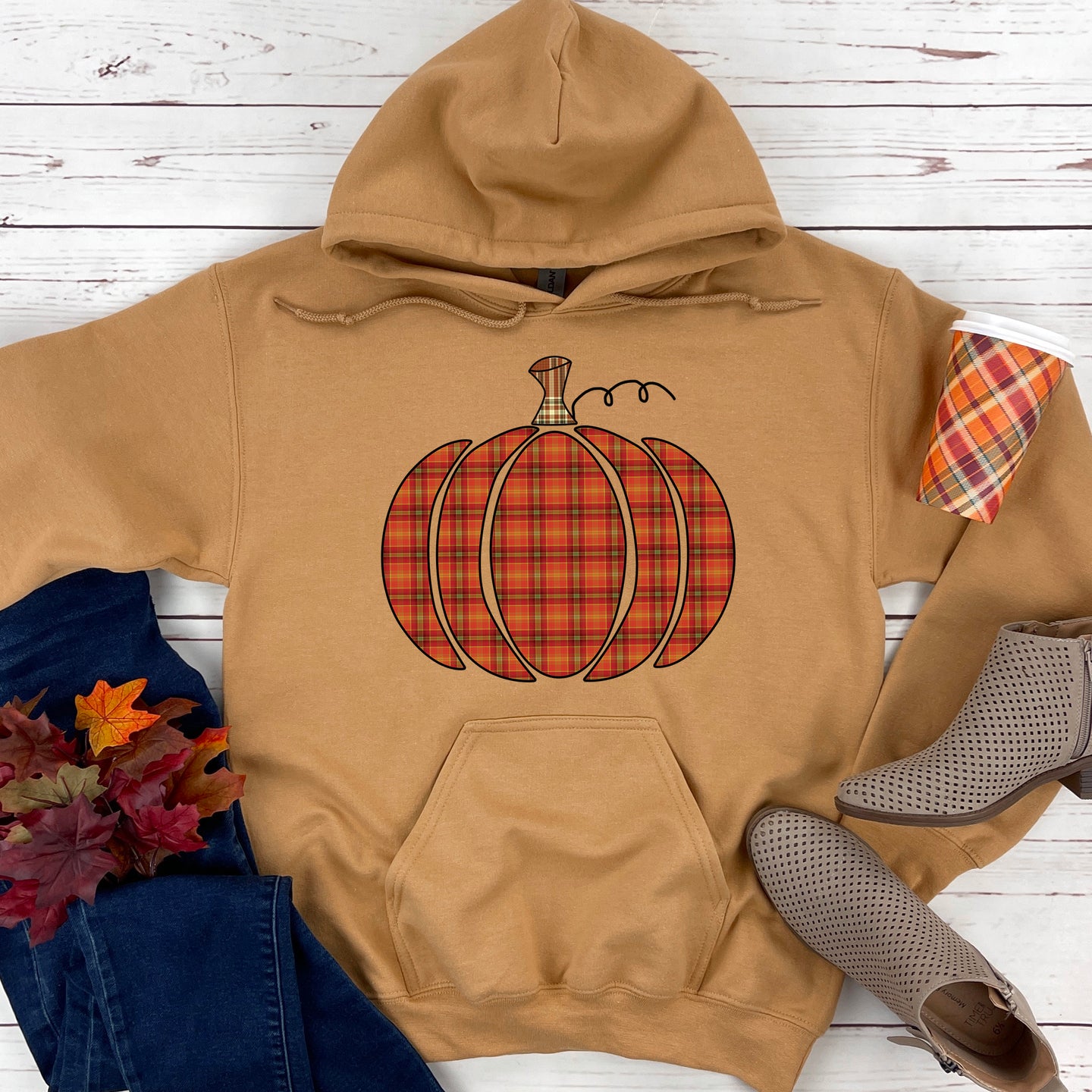 Plaid Pumpkin Hooded Sweatshirt