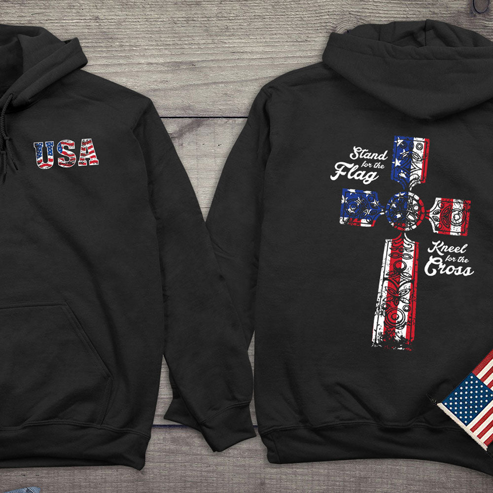 Stand for the Flag, Kneel for the Cross Hooded Sweatshirt
