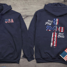 Load image into Gallery viewer, Stand for the Flag, Kneel for the Cross Hooded Sweatshirt
