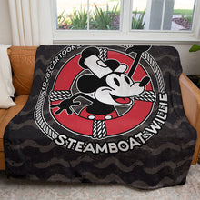 Load image into Gallery viewer, 50&quot; x 60&quot; Steamboat Willie Life Preserver Red Plush Minky Blanket
