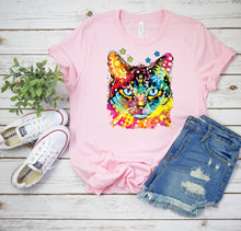 Load image into Gallery viewer, Neon Blue Eyes Cat T-shirt
