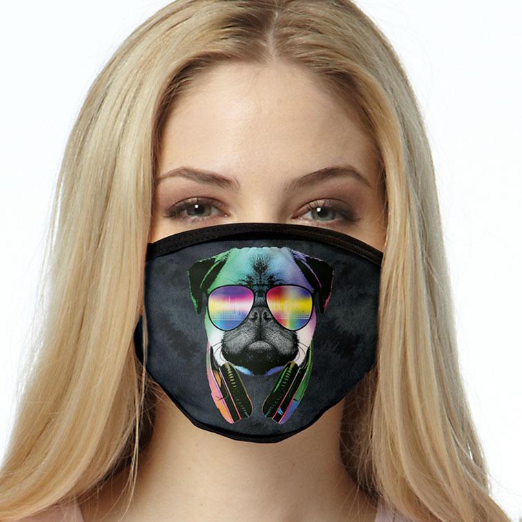 Pug FACE MASK DJ Pug Dog Cover Your Face Masks