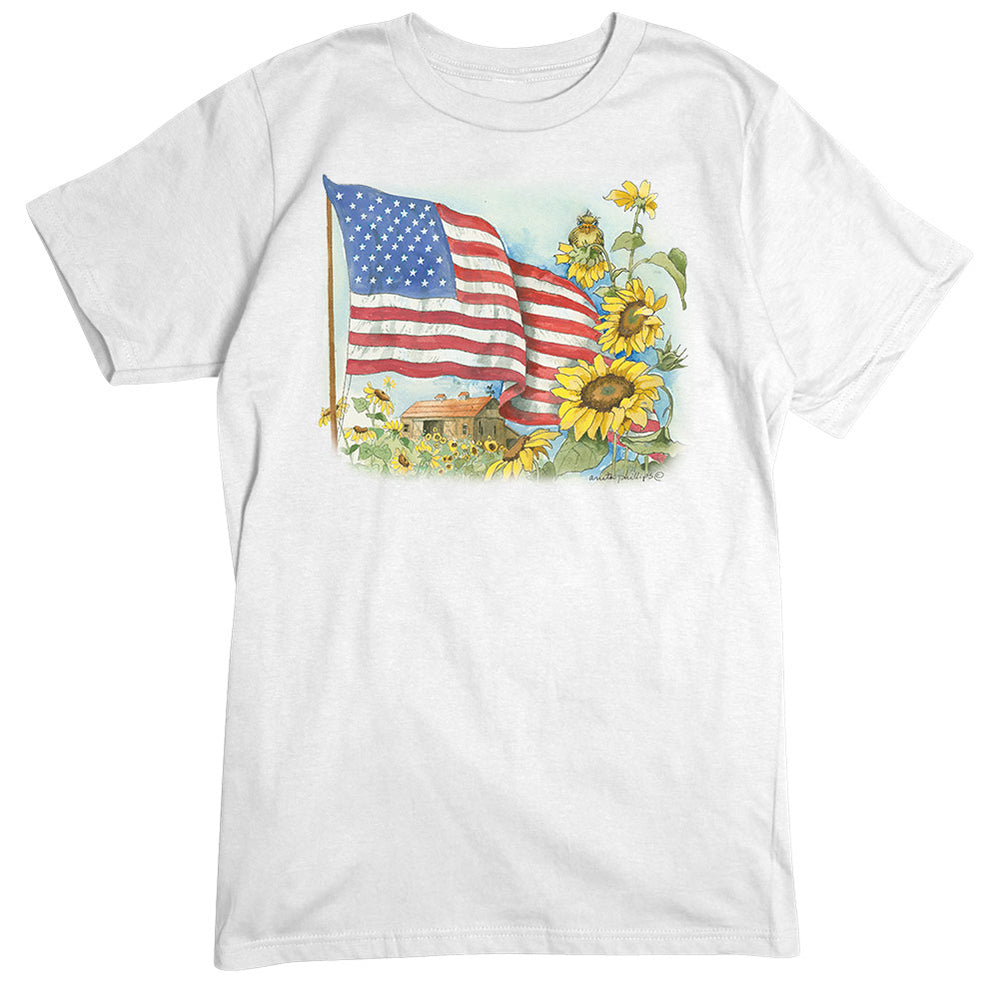 Country T-Shirt, Flag And Flowers