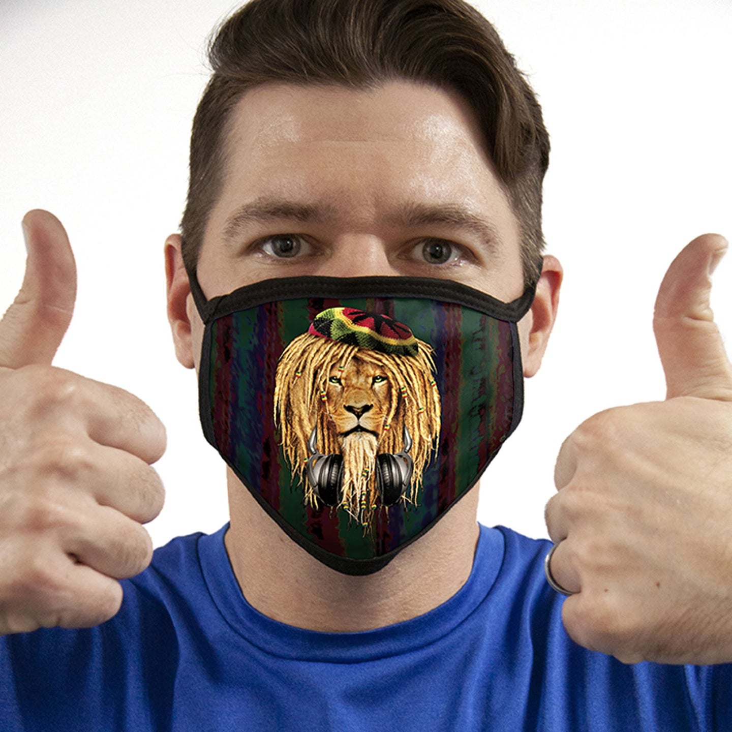Rasta Lion Headphones FACE MASK Cover Your Face Masks