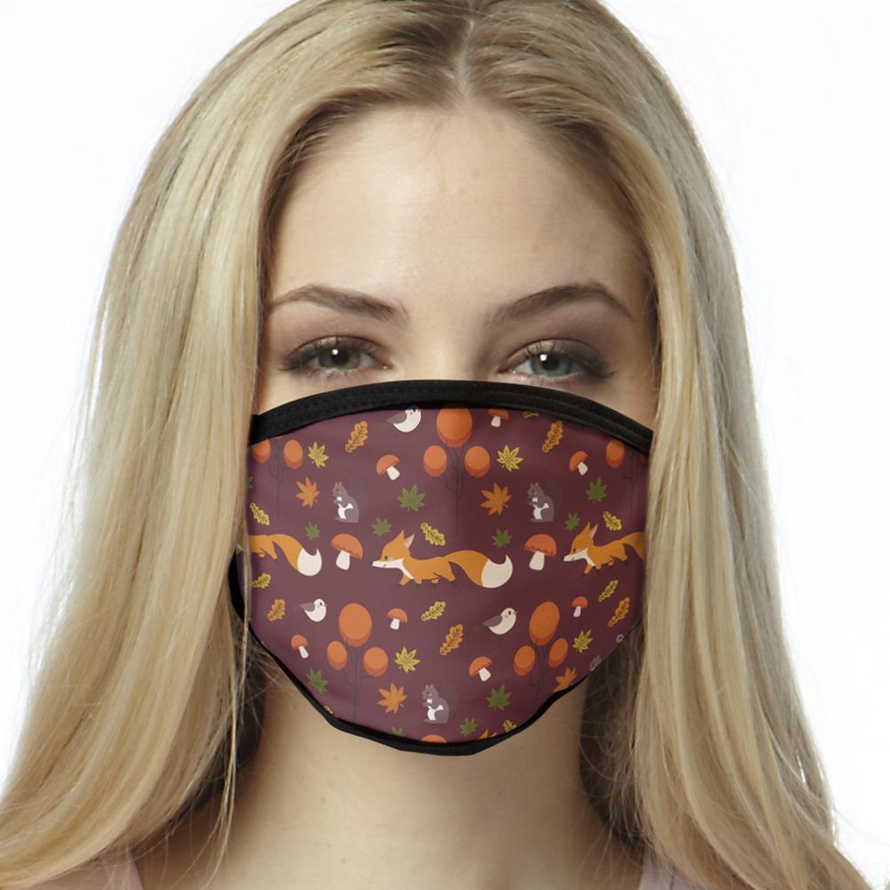 Fox FACE MASK Maroon Fox Pattern Face Covering