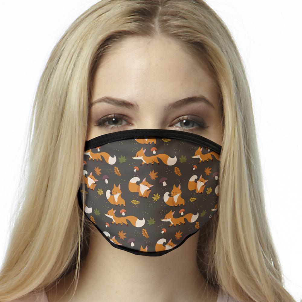 Fox Pattern FACE MASK Grey Fox Face Covering