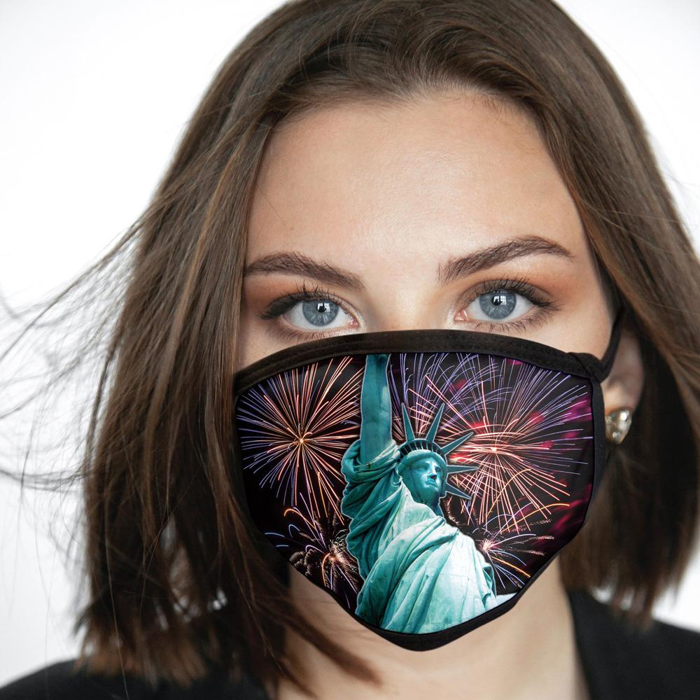 Statue Of Liberty FACE MASK Fireworks, American Pride Face Covering