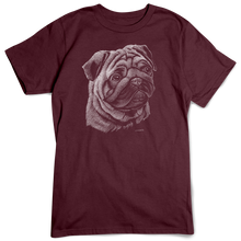 Load image into Gallery viewer, Pug T-shirt, Scratchboard Dog Breed
