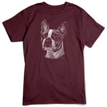 Load image into Gallery viewer, Boston Terrier T-shirt, Scratchboard Dog Breed

