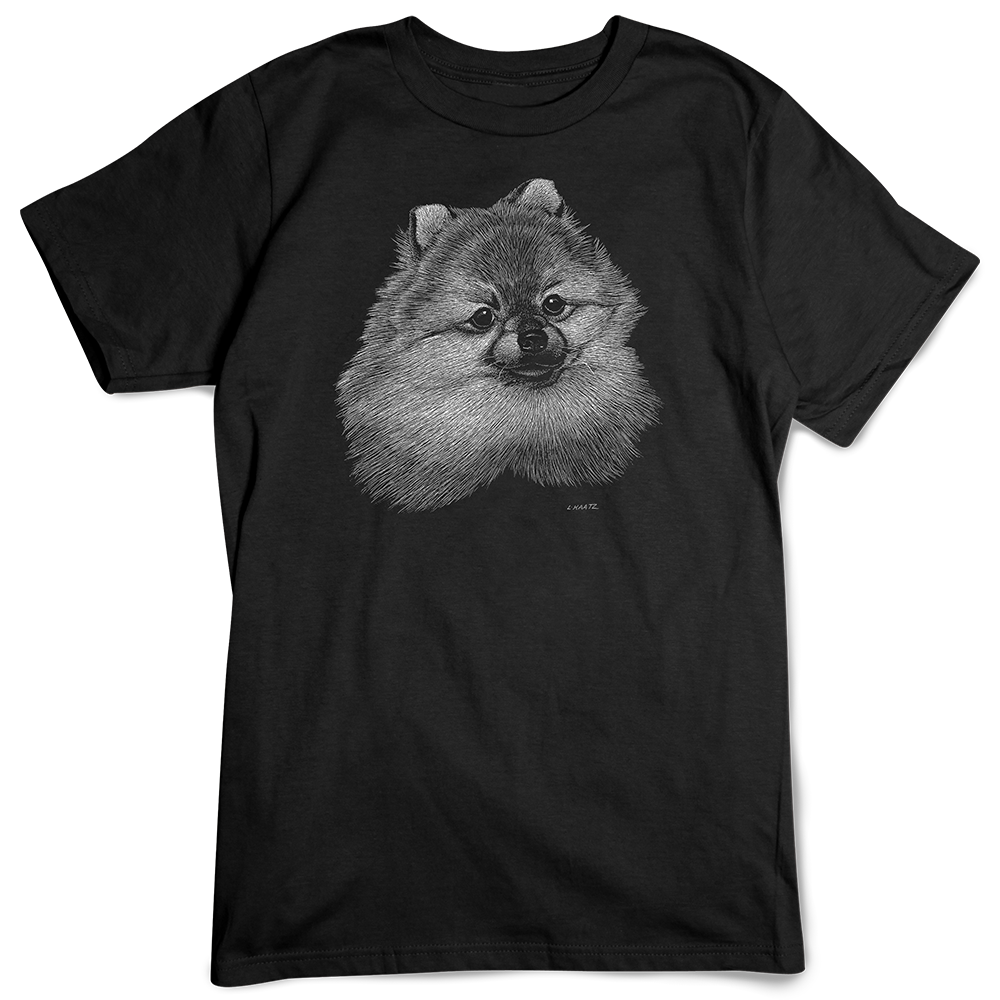 Pomeranian T-shirt, Scratchboard Dog Breed