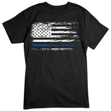 Load image into Gallery viewer, Thin Blue Line Distressed T-Shirt
