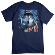 Load image into Gallery viewer, Wolves American Flag Dream Catcher T-Shirt
