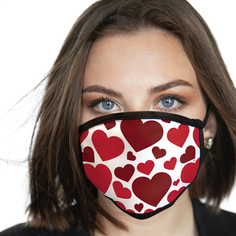 Hearts on White Face Mask, Face Covering