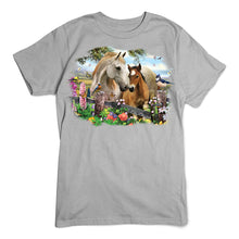 Load image into Gallery viewer, Horse T-Shirt, Hollyhock Horses

