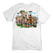 Load image into Gallery viewer, Horse T-Shirt, Hollyhock Horses
