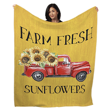 Load image into Gallery viewer, 50&quot; x 60&quot; Farm Fresh Sunflowers Plush Minky Blanket
