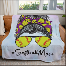Load image into Gallery viewer, 50&quot; x 60&quot; Softball Mom Plush Minky Blanket
