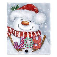 Load image into Gallery viewer, 50&quot; x 60&quot; Joy Snowman Plush Minky Blanket
