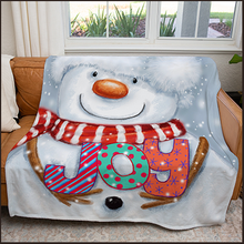 Load image into Gallery viewer, 50&quot; x 60&quot; Joy Snowman Plush Minky Blanket

