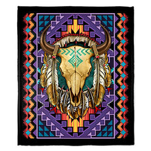 Load image into Gallery viewer, 50&quot; x 60&quot; Buffalo Skull Plush Minky Blanket
