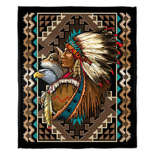 Load image into Gallery viewer, 50&quot; x 60&quot; Chief Wolf Eagle Plush Minky Blanket
