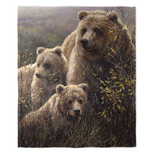 Load image into Gallery viewer, 50&quot; x 60&quot; Denali Family Grizzly Bears Plush Minky Blanket
