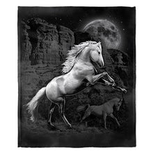 Load image into Gallery viewer, 50&quot; x 60&quot; White Horse Wilderness Plush Minky Blanket
