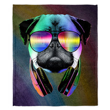 Load image into Gallery viewer, 50&quot; x 60&quot; DJ Pug Plush Minky Blanket
