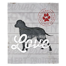 Load image into Gallery viewer, 50&quot; x 60&quot; All You Need Is Love Dog Plush Minky Blanket
