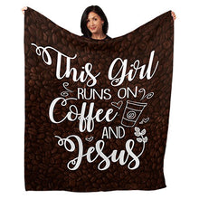 Load image into Gallery viewer, 50&quot; x 60&quot; This Girl Coffee Jesus Plush Minky Blanket
