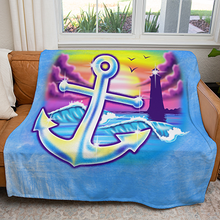Load image into Gallery viewer, 50&quot; x 60&quot; Airbrush Anchor Plush Minky Blanket
