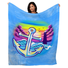 Load image into Gallery viewer, 50&quot; x 60&quot; Airbrush Anchor Plush Minky Blanket
