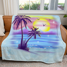 Load image into Gallery viewer, 50&quot; x 60&quot; Airbrush Palm Trees Plush Minky Blanket
